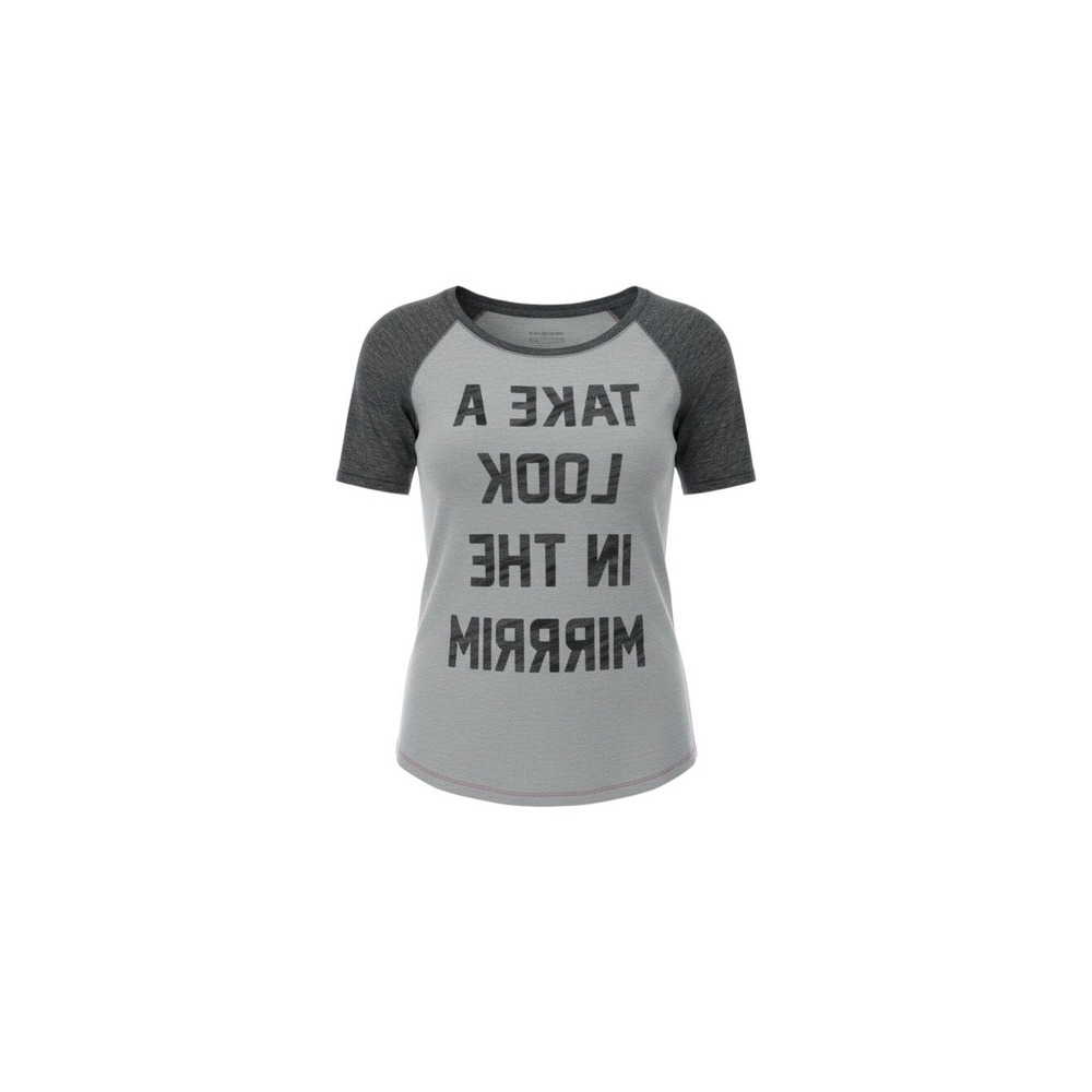 Aeropostale Graphic T-Shirt Womens Medium Grey Raglan Take A Look In The Mirror